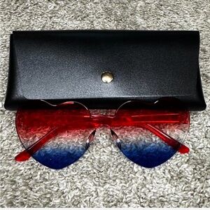 Heart-Shaped Red and Blue Sunglasses